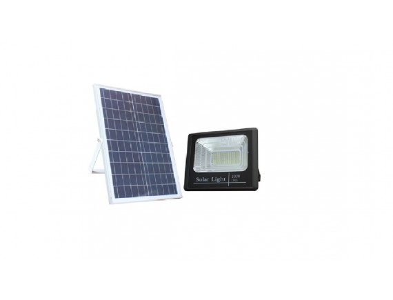 LED SOLAR FLOOD LIGHT 100W แบบแยกแผงโซล่า พร้อมเซ็นเซอร์และรีโมทคอนโทรล