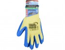Latex coated glove with hang card