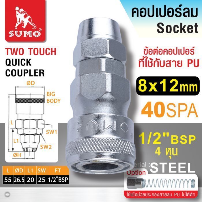 คอปเปอร์ใช้กับสาย PU 40 SPA 8x12mm SUMO