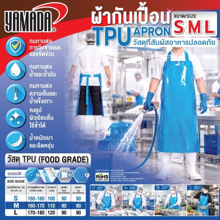 ผ้ากันเปื้อน TPU สีฟ้า