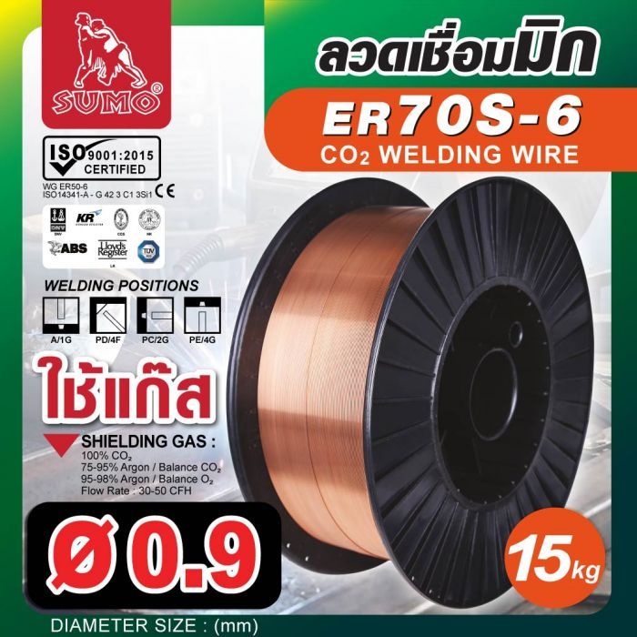 ลวดเชื่อม MIG Co2 ER70S-6 0.9mm (15kg/box) SUMO