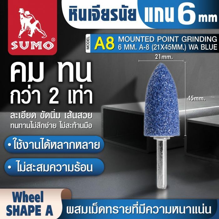 หินเจียรนัยแกน 6 mm. A-8 (21x45mm.) สีน้ำเงิน