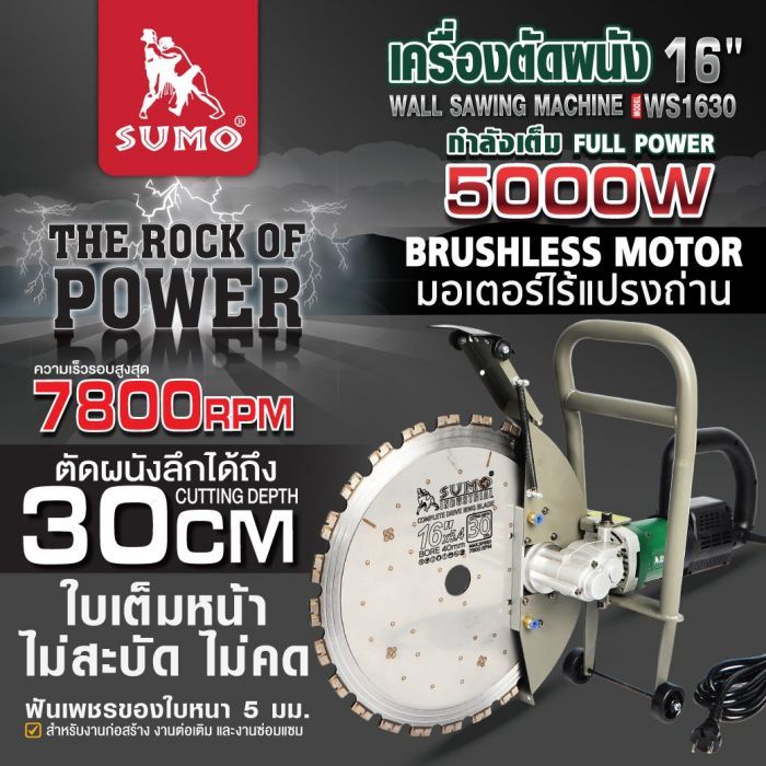 เครื่องตัดผนัง 16 นิ้ว รุ่น WS1630 SUMO ตัดผนังได้ลึก 30 ซม.