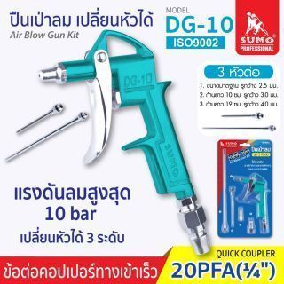 ปืนเป่าลม เปลี่ยนหัวได้ รุ่น DG-10 SUMO แรงดันลมสูงสุด 10 bar หัวต่อ 3 ขนาด