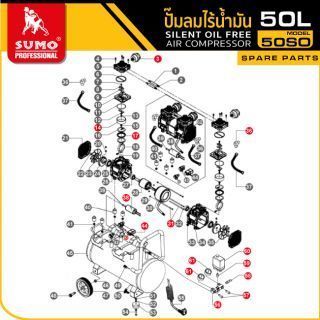 อะไหล่ปั๊มลม ปั๊มลมไร้น้ำมัน 3.6HP (50L) รุ่น 50SO SUMO