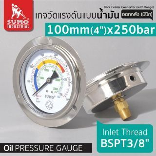 เกจวัดแรงดัน แบบน้ำมัน 100mm.x250barx3/8