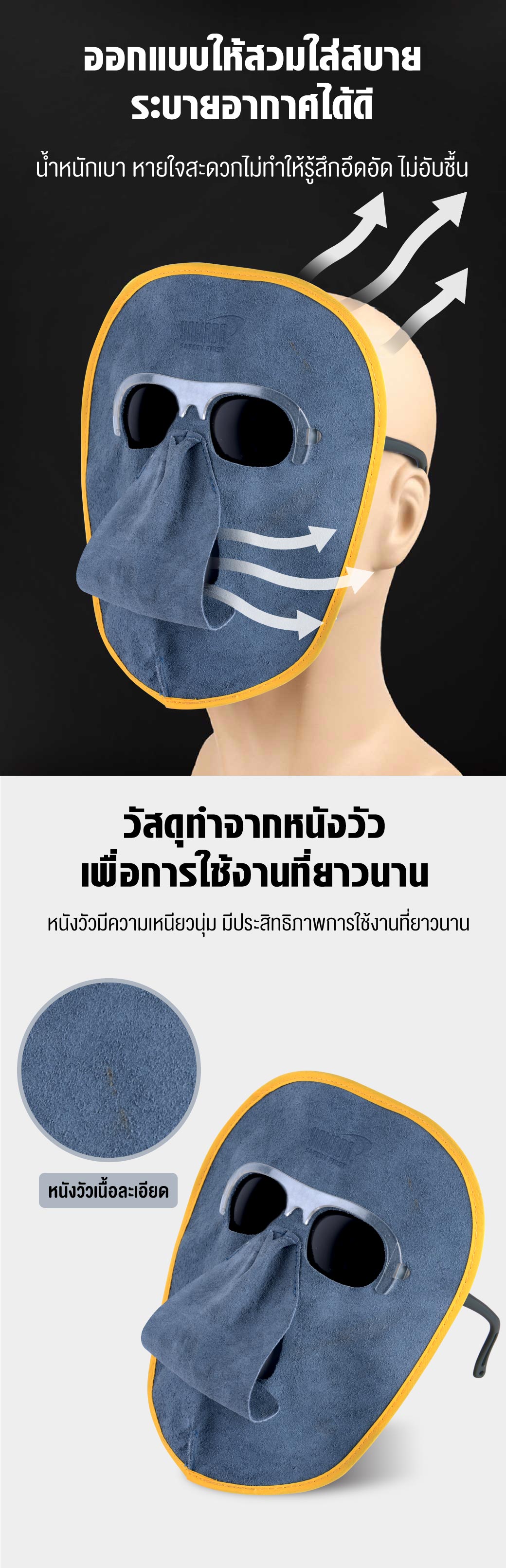 หน้ากากหนังกันแสงเชื่อม รุ่น YMD-606 YAMADA หน้ากากเชื่อม