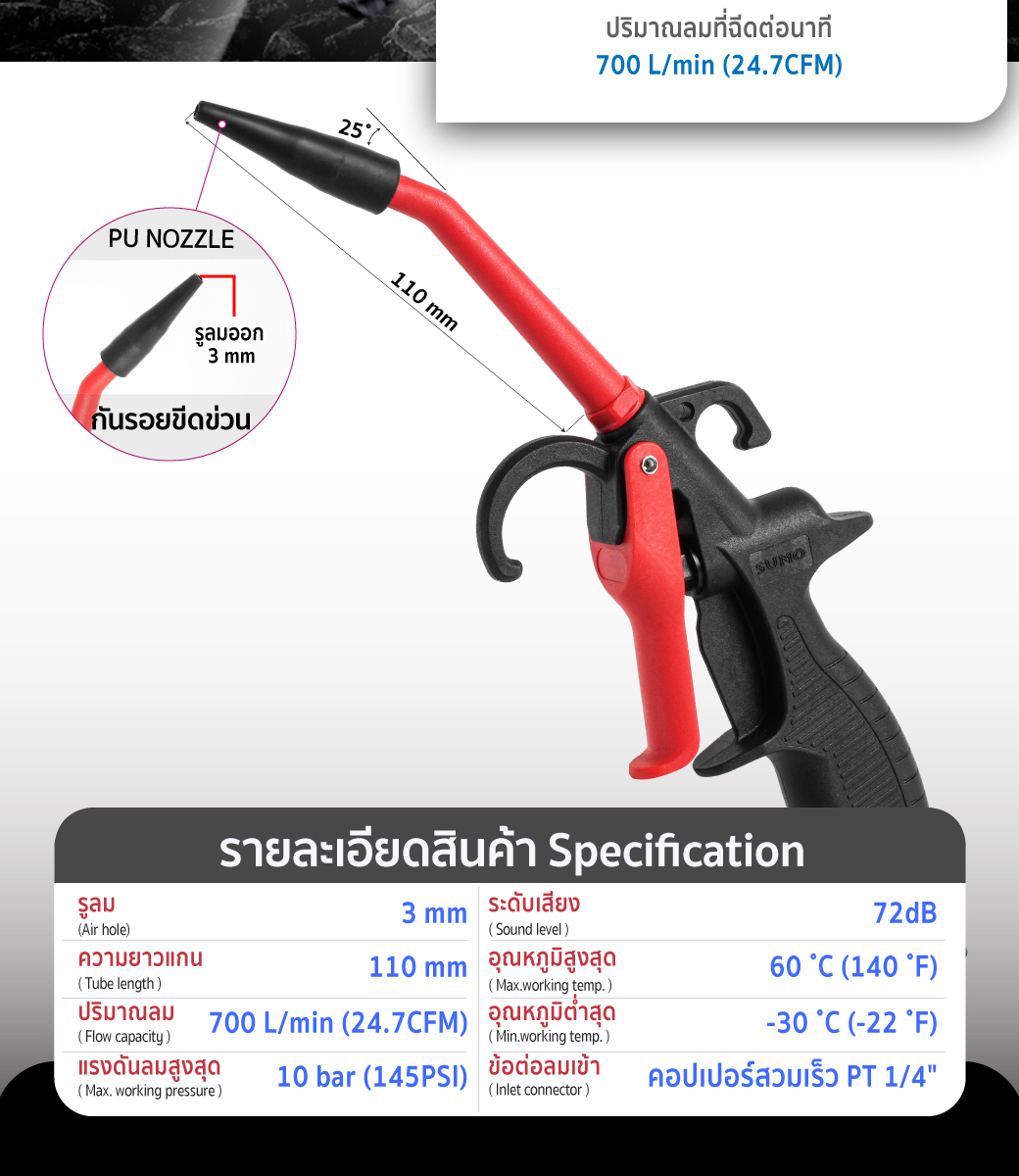 รายละเอียดสินค้า ปืนฉีดลม รุ่น DG-5 SUMO 4 นิ้ว Specification