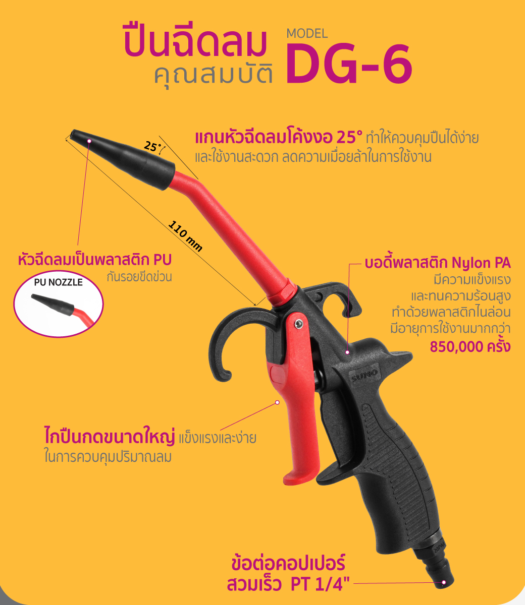 รายละเอียด สินค้า ปืนฉีดลม แกนยาว รุ่น DG-6 ยี่ห้อ SUMO
