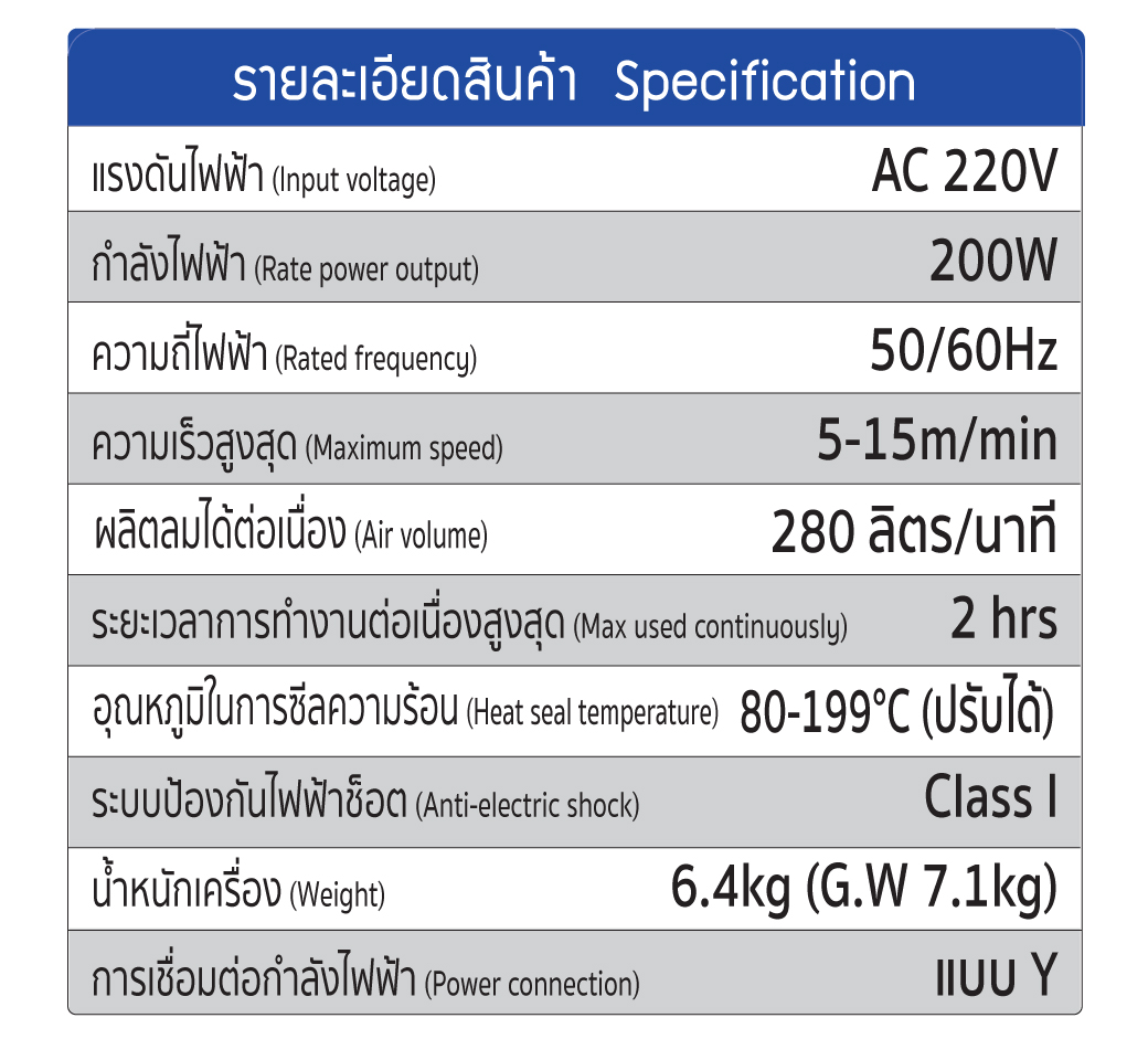 รายละเอียดสินค้า เครื่องเป่าหมอนลมกันกระแทก รุ่น C20 ยี่ห้อ SUMO