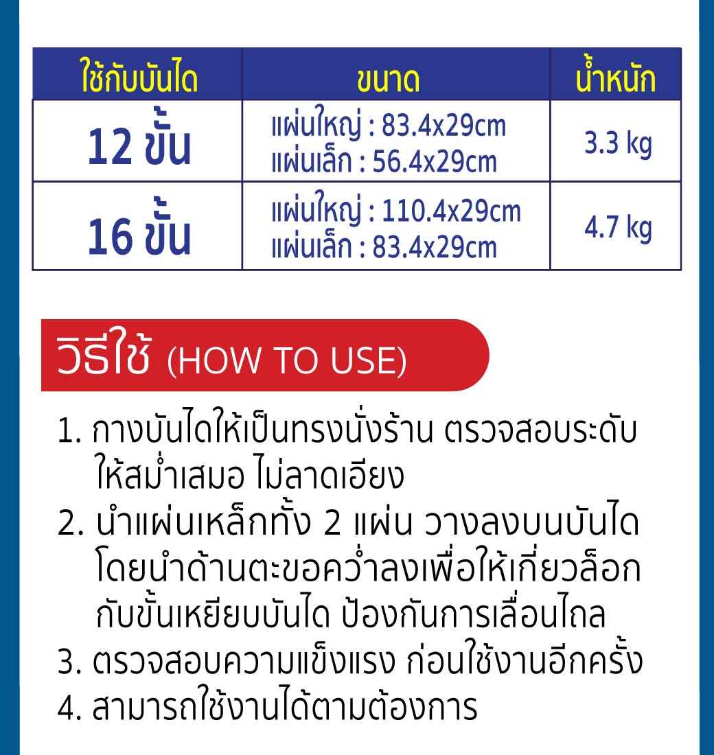 แผ่นเหล็กพาดบันได 12 ขั้น