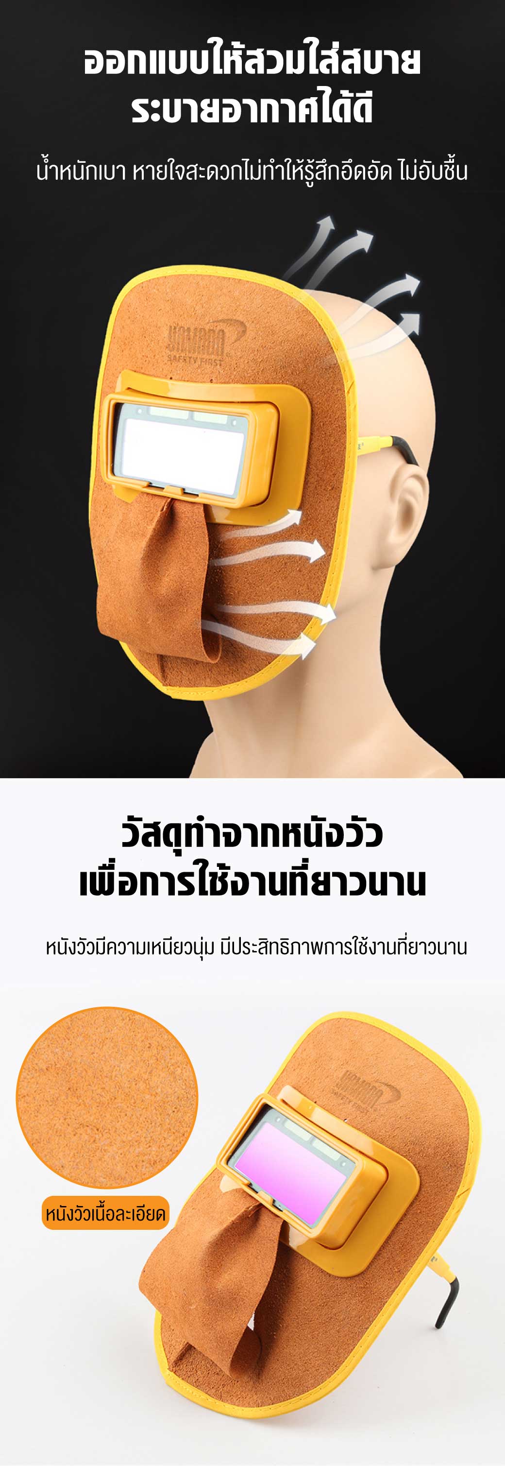 หน้ากากเชื่อม หน้ากากเชื่อมปรับแสงออโต้ แบบหนัง รุ่น YMD-616 YAMADA
