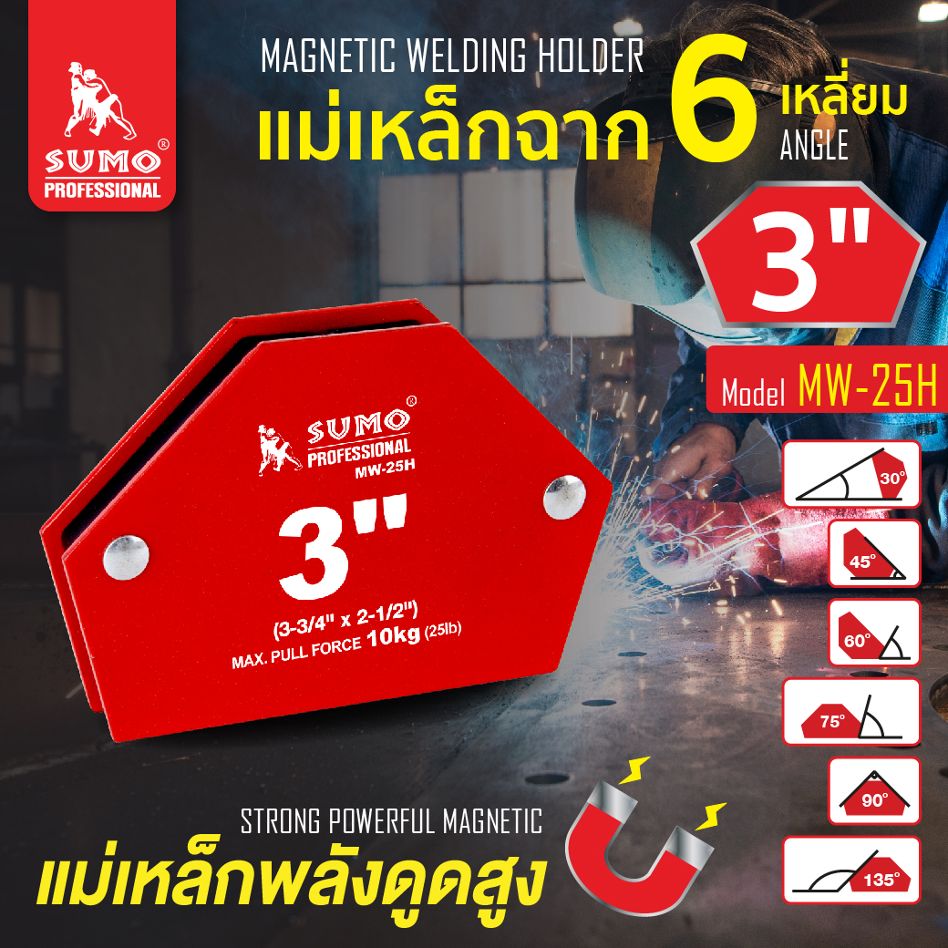 ฉากแม่เหล็ก 6 เหลี่ยม SUMO รุ่น MW-25H ขนาด 3 นิ้ว