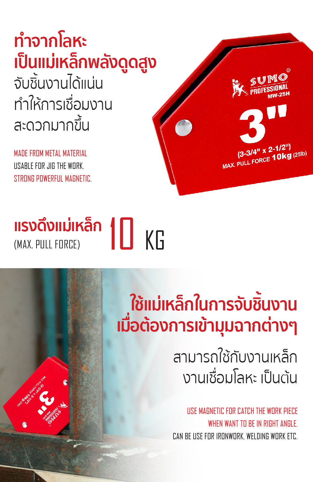 รายละเอียดสินค้า ฉากแม่เหล็ก 6 เหลี่ยม SUMO รุ่น MW-25H ขนาด 3 นิ้ว