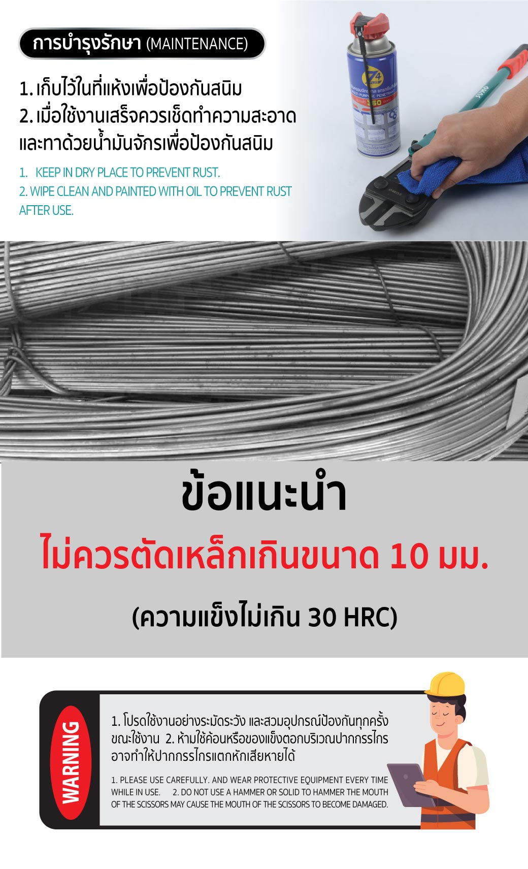 การใช้งาน กรรไกรตัดเหล็กเส้น 24 นิ้ว SUMO