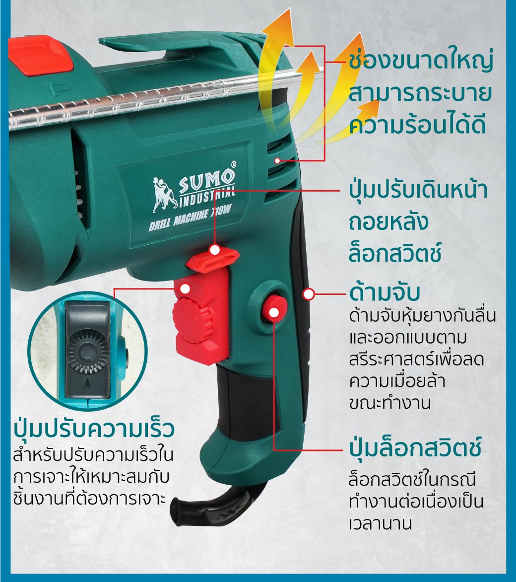 สว่านเจาะกระแทกไฟฟ้า 4 หุน รุ่น 604 SUMO