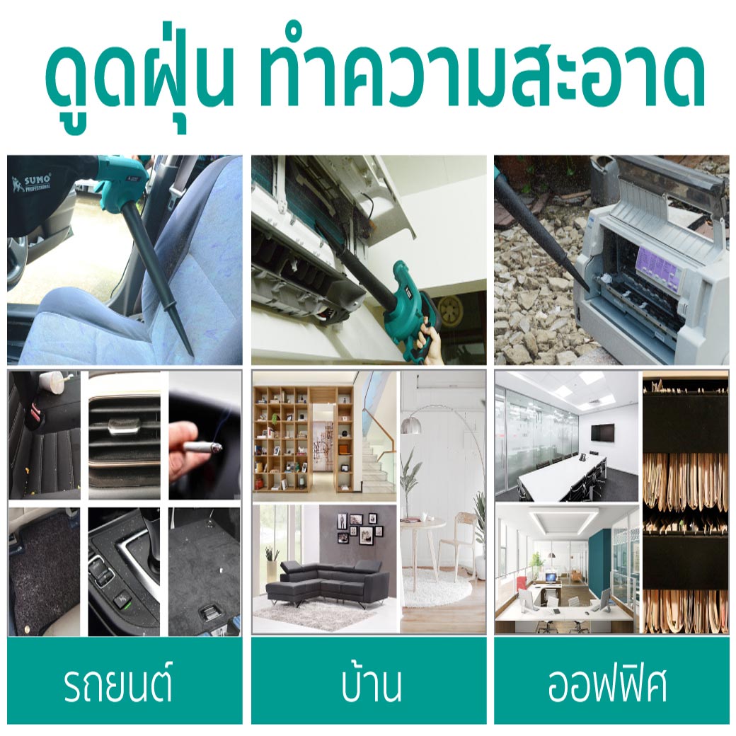 ตัวอย่างการใช้งานเครื่องเป่าลมไฟฟ้า SUMO รุ่น B328