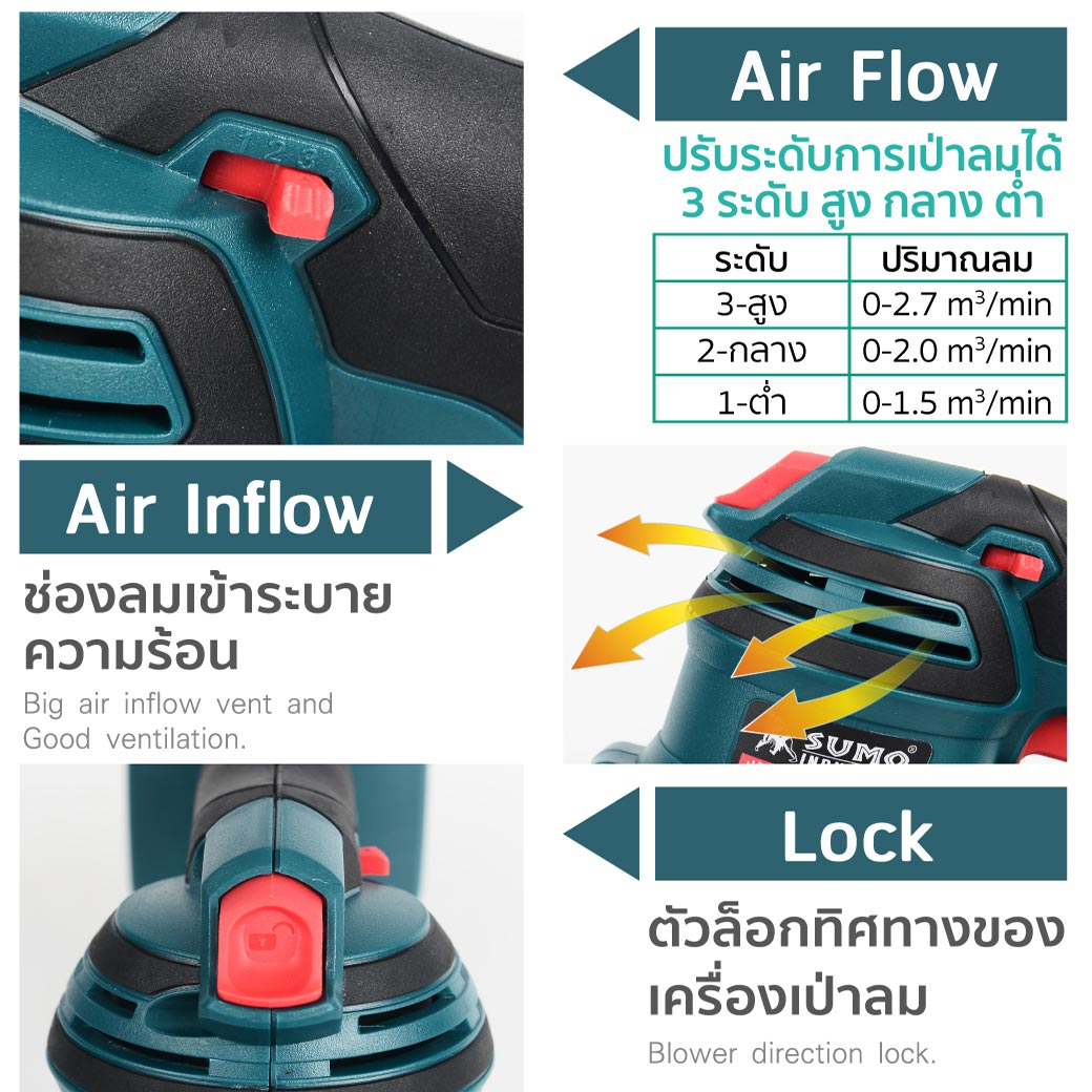 วิธีใช้งาน เครื่องเป่าลมไร้สาย 18V