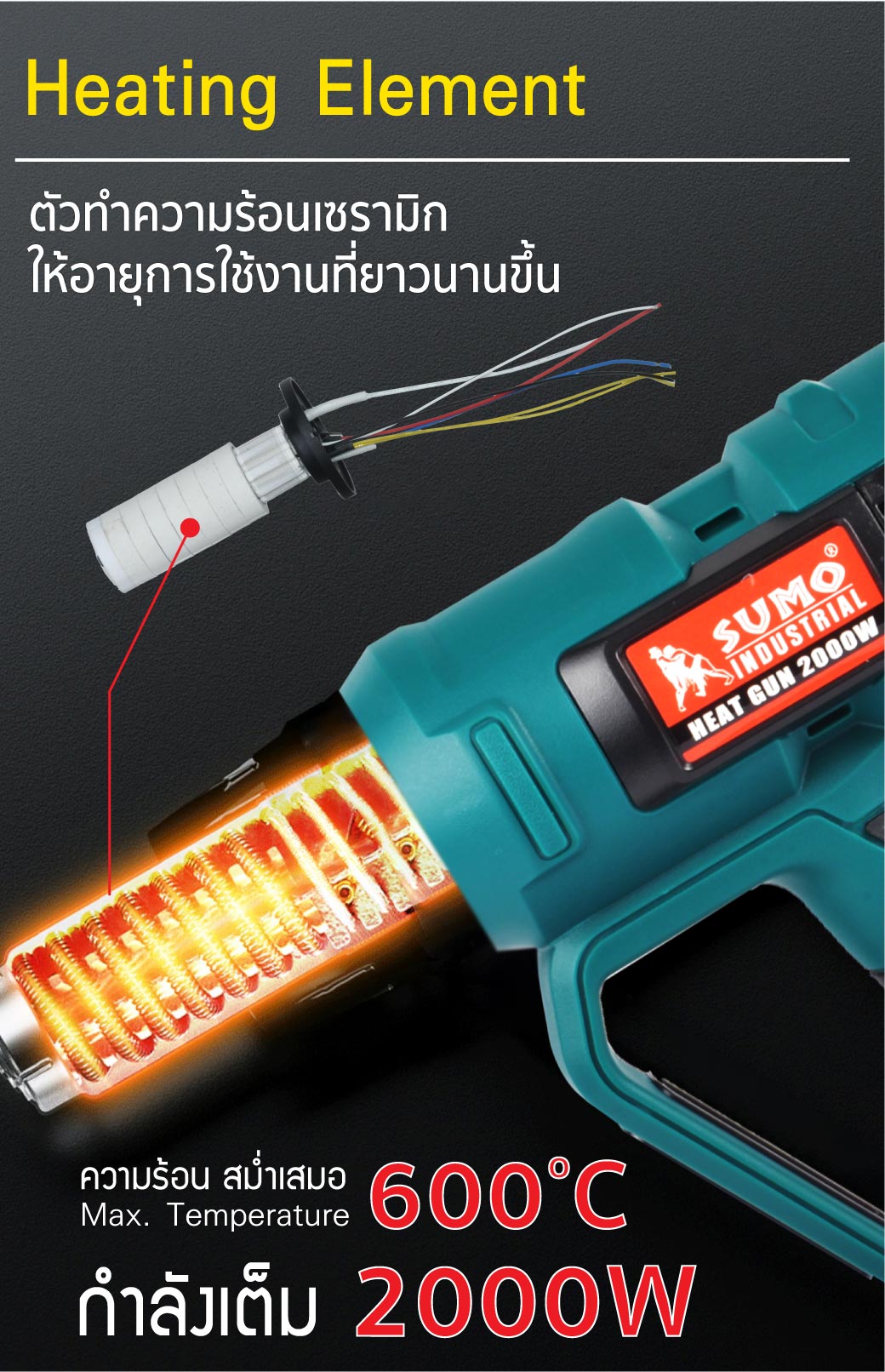 เครื่องเป่าลมร้อน รุ่น HG2000 SUMO เซรามิก
