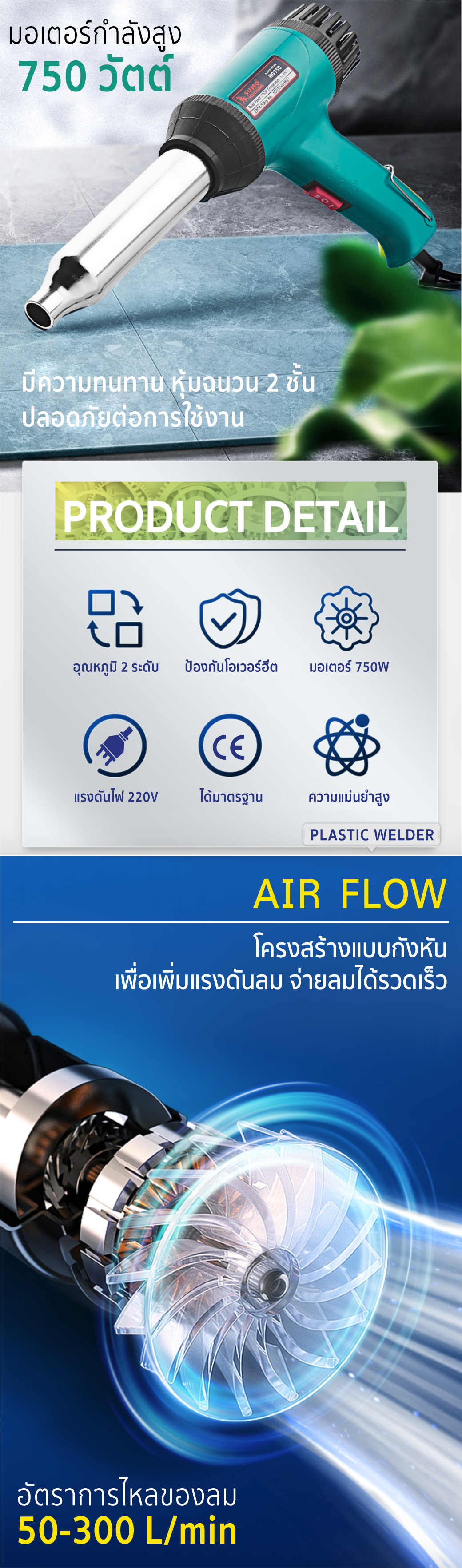 ปืนเชื่อม พลาสติก รุ่น HG750 SUMO