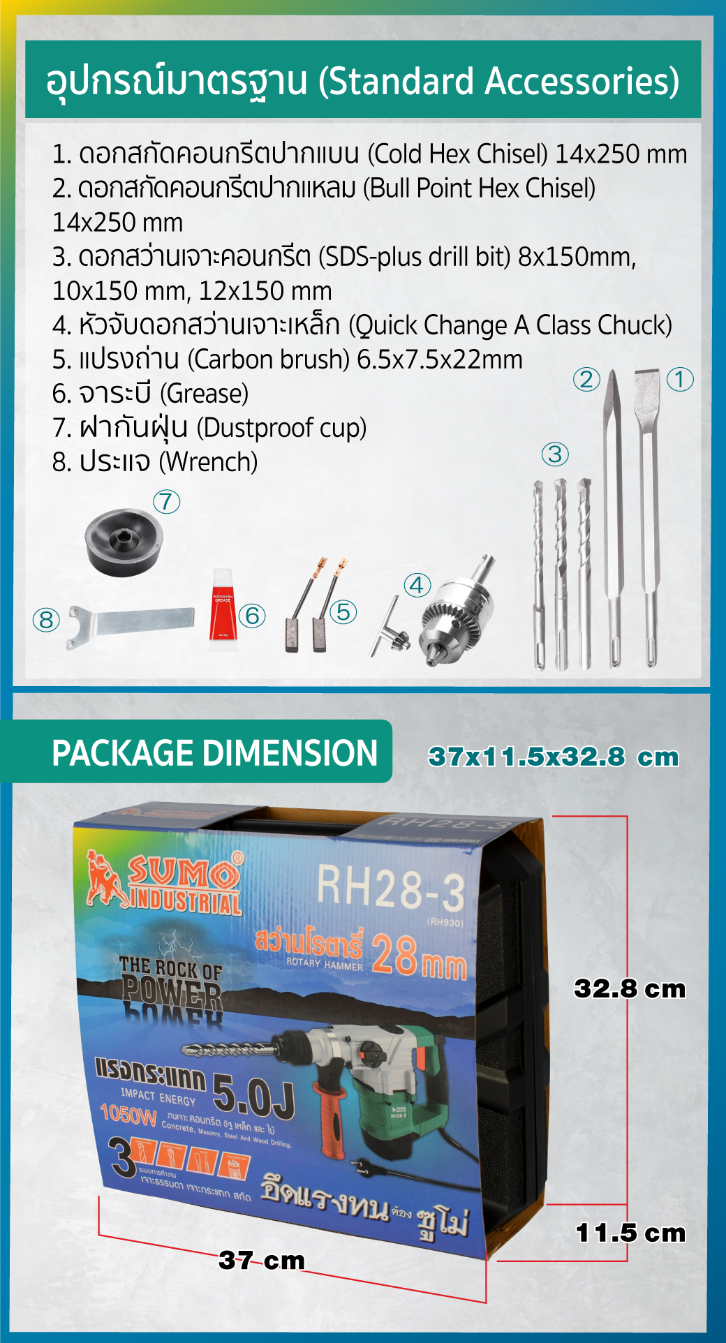อะไหล่ สว่านโรตารี่ 5 จูล รุ่น RH28-3 SUMO