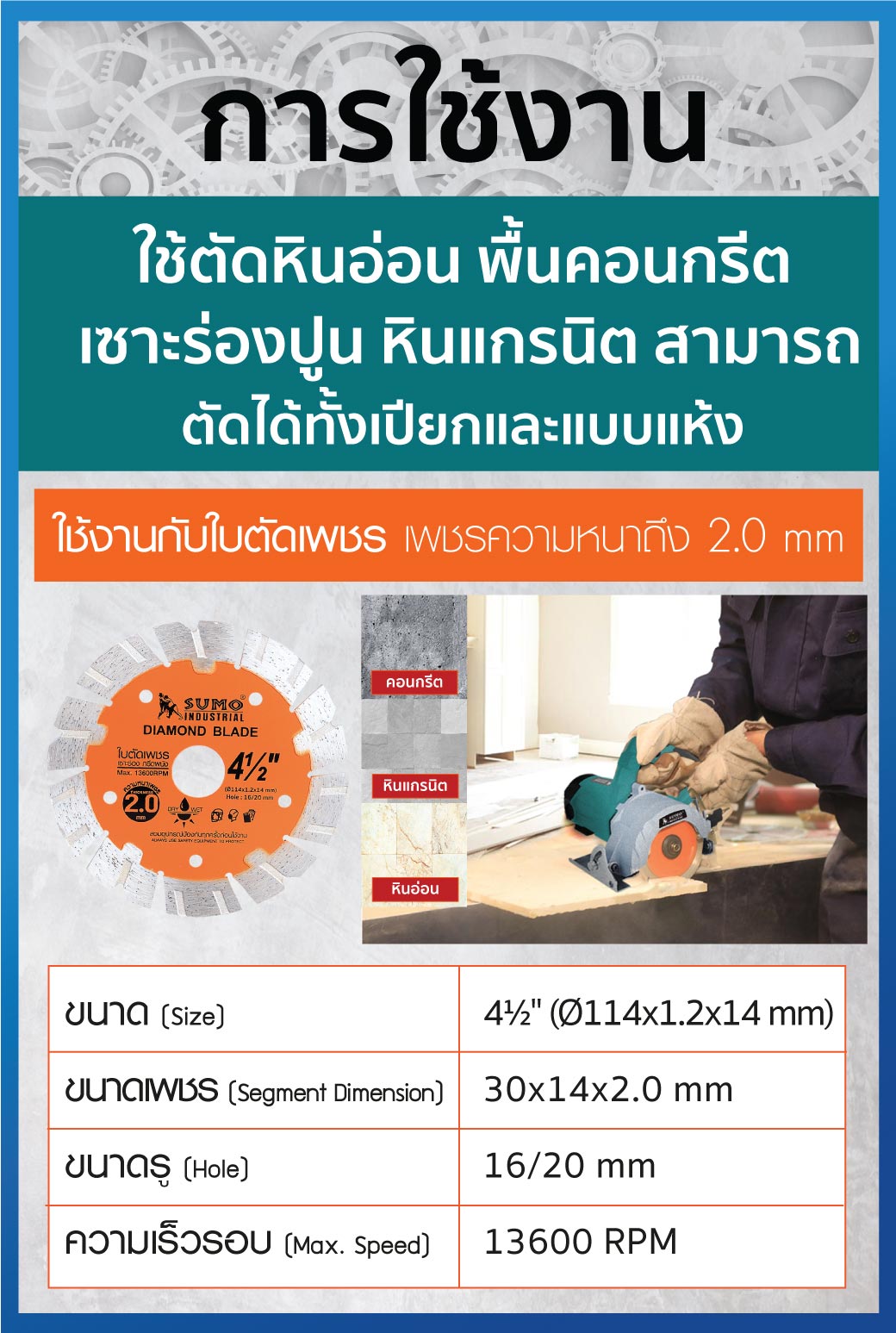 เครื่องตัดหินอ่อน ใช้ได้กับใบตัดเพชร