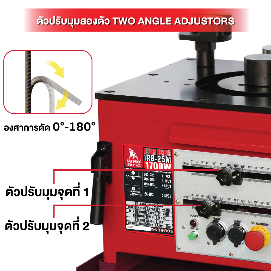 เครื่อง ดัดเหล็กเส้น รุ่น RB-25M SUMO